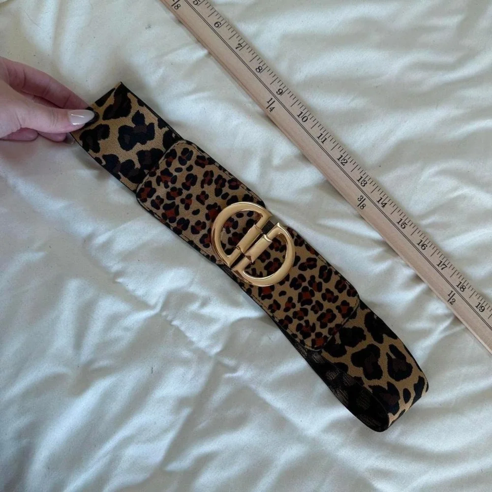 leopard statement belt  y2k leopard‎ print stretch belt
